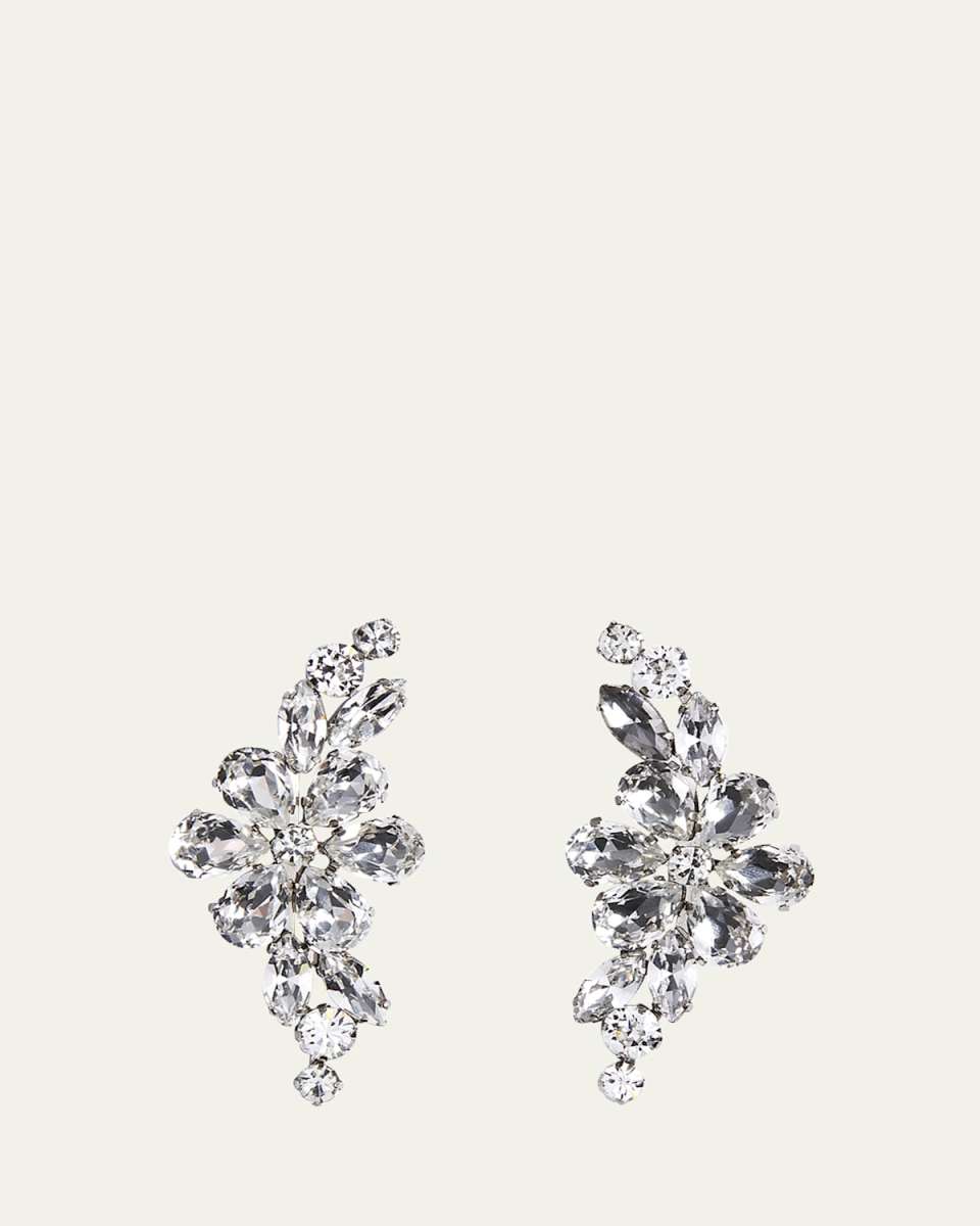 Floral Crystal Half Moon Earrings